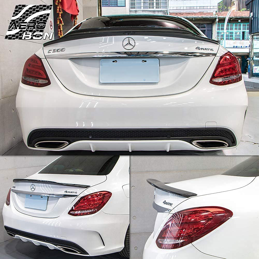 AeroBon Real Carbon Fiber Trunk Spoiler Wing Compatible with Mercedes CLA C117 2013-2019 (High Kick Style)