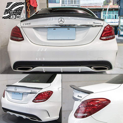 AeroBon Real Carbon Fiber Trunk Spoiler Wing Compatible with Mercedes CLA C117 2013-2019 (High Kick Style)