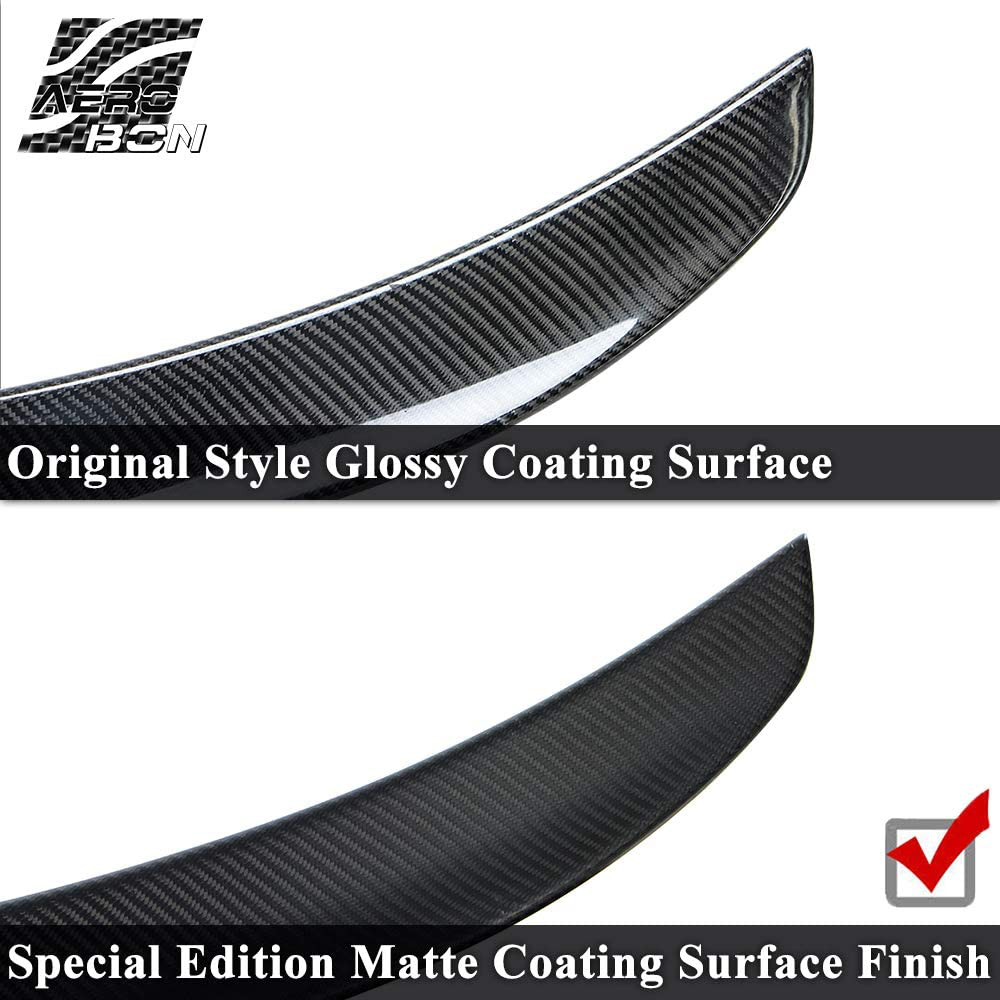 AeroBon Real Carbon Fiber Trunk Spoiler Wing Compatible with 2017-21 Tesla Model 3 (Matte, OE Type)