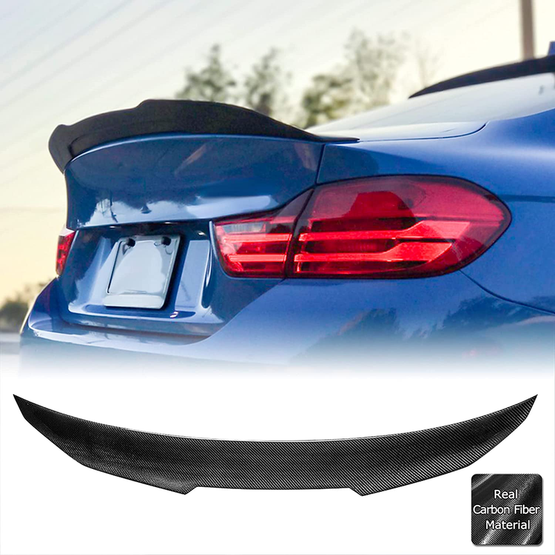 AeroBon Real Carbon Fiber Rear Trunk Spoiler Compatible with 13-20 BMW F32 4-Series Coupe (High-Kick)