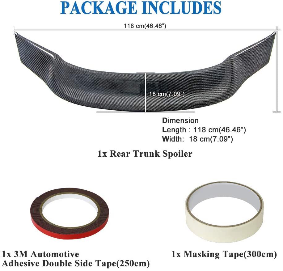 AeroBon Real Carbon Fiber Trunk Spoiler Compatible with 2013-20 Audi A3/ S3/ RS3 MK3 (8V) Sedan (R Style)