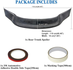 AeroBon Real Carbon Fiber Trunk Spoiler Compatible with 2013-20 Audi A3/ S3/ RS3 MK3 (8V) Sedan (R Style)