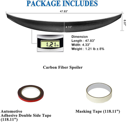AeroBon Real Carbon Fiber Trunk Spoiler Compatible with 2016-21 Audi A4 S4 (B9) Sedan (HK Style)