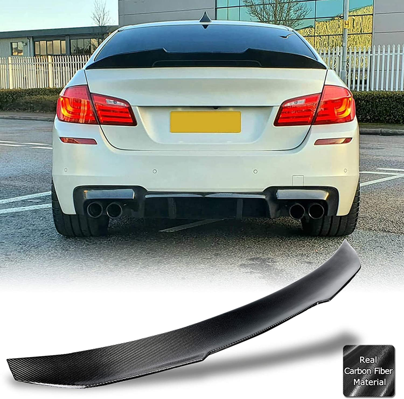 AeroBon Real Carbon Fiber Trunk Spoiler Compatible with 2009-16 BMW 5er F10 and F10 M5 Sedan (High Kick Style)