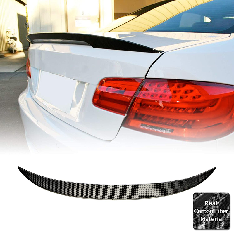 AeroBon Real Carbon Fiber Trunk Spoiler Compatible with 2005-13 BMW E92 3-Series Coupe and E92 M3 (P Style)