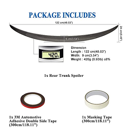 AeroBon Real Carbon Fiber Trunk Spoiler Compatible with 2014-21 BMW 2-Series F22 Coupe and F87 M2 (P Style)