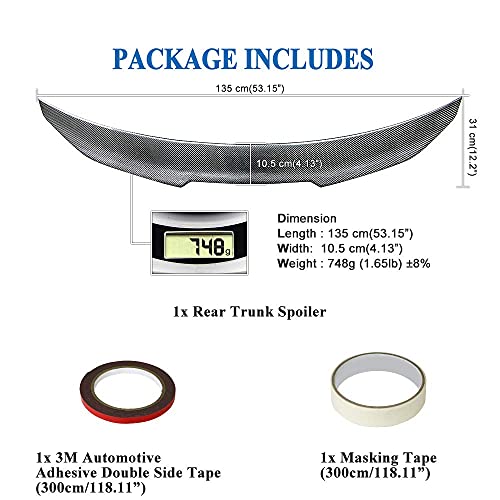 AeroBon Real Carbon Fiber Trunk Spoiler Compatible with 2008-2015 Infiniti G37 Coupe Spoiler 2-Door (H Style)