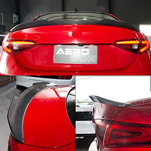AeroBon Real Carbon Fiber Trunk Spoiler Compatible with 2017-2024 Alfa Romeo Giulia Sedan Spoiler (H Style)