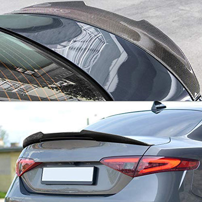 AeroBon Real Carbon Fiber Trunk Spoiler Compatible with 2017-2024 Alfa Romeo Giulia Sedan Spoiler (H Style)