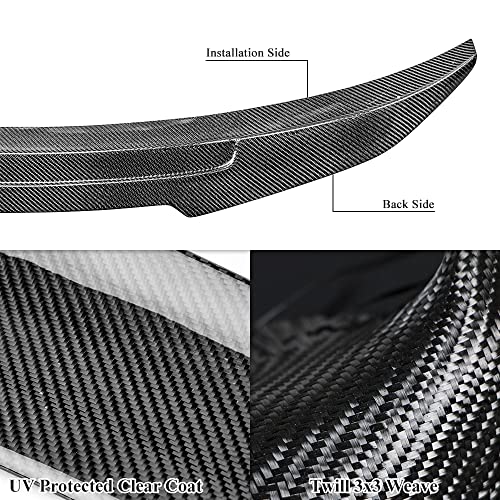 AeroBon Real Carbon Fiber Trunk Spoiler Wing Compatible with 2013-22 Maserati Ghibli Sedan M157 (H Style)