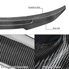 AeroBon Real Carbon Fiber Trunk Spoiler Wing Compatible with 2013-22 Maserati Ghibli Sedan M157 (H Style)