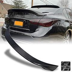 AeroBon Real Carbon Fiber Trunk Spoiler Wing Compatible with 2014-21 Infiniti Q50 Q50S Sedan (AS Style)
