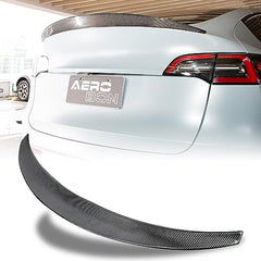 AeroBon Real Carbon Fiber Trunk Spoiler Compatible with 2020-2024 Tesla Model Y Spoiler