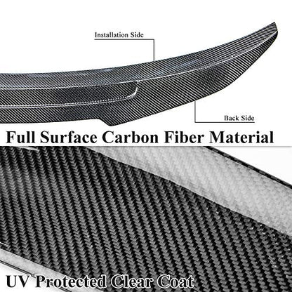 AeroBon Real Carbon Fiber Trunk Spoiler Compatible with 2017-2024 Alfa Romeo Giulia Sedan Spoiler (H Style)