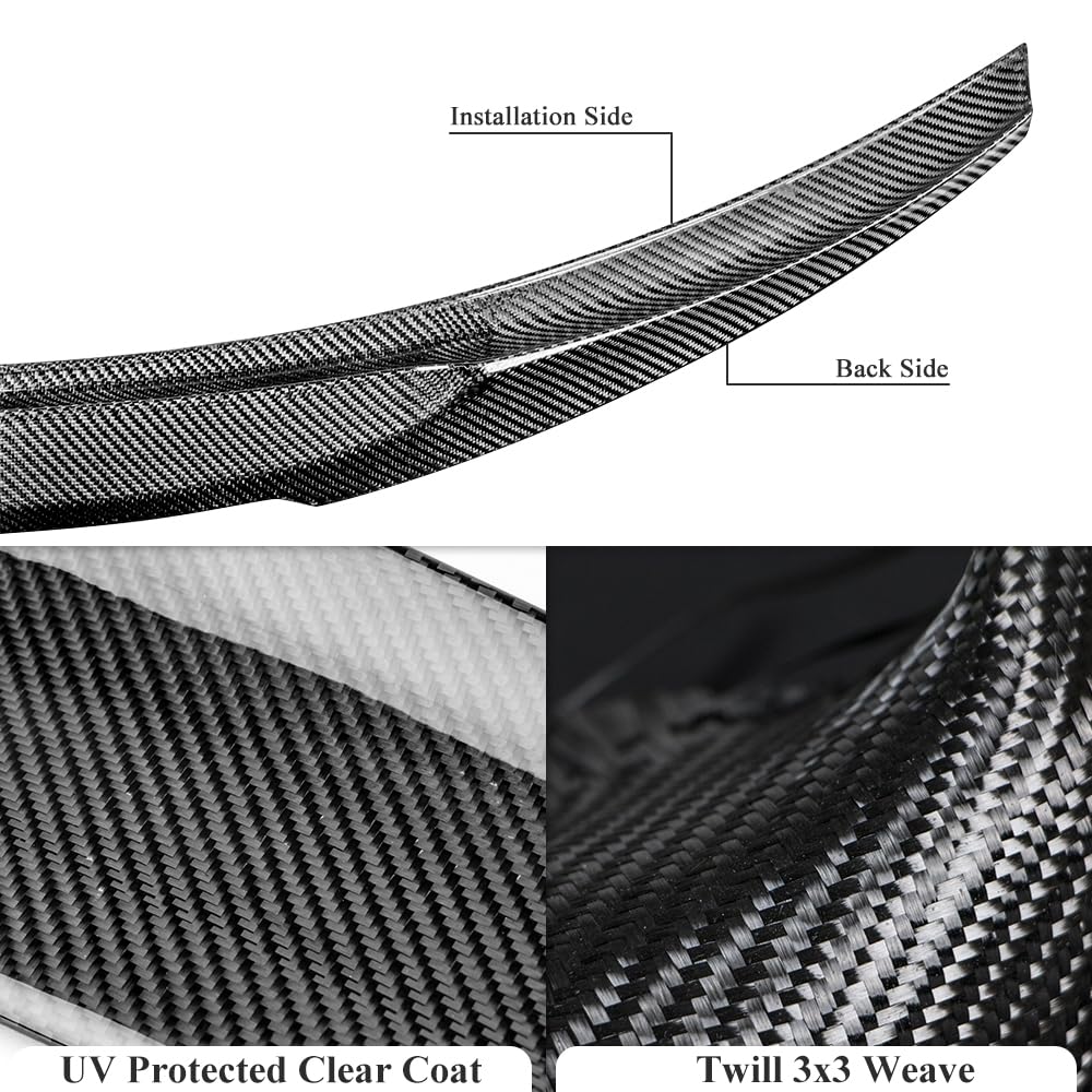 AeroBon Real Carbon Fiber Trunk Spoiler Compatible with 2017-2023 Audi A5 S5 RS5 Sportback 4-Door (MV Style)