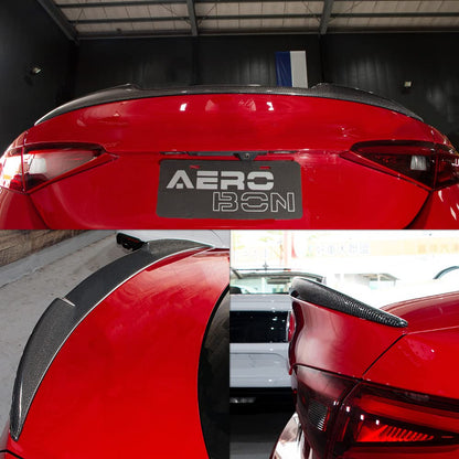 AeroBon Real Carbon Fiber Trunk Spoiler Compatible with 2017-2024 Alfa Romeo Giulia Sedan Spoiler (OE Style)