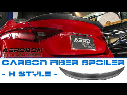 AeroBon Real Carbon Fiber Trunk Spoiler Compatible with 2017-2024 Alfa Romeo Giulia Sedan Spoiler (H Style)