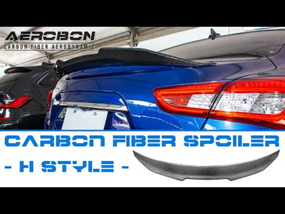 AeroBon Real Carbon Fiber Trunk Spoiler Compatible with 2014-2024 Maserati Ghibli Rear Spoiler (H Style) High Kick