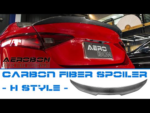 AeroBon Real Carbon Fiber Trunk Spoiler Compatible with 2016-22 Alfa Romeo Giulia 952 (H Style)
